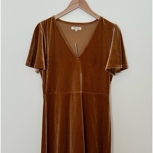 Madewell Velvet V-Neck Flutter Sleeve Dress size Large - Picture 7 of 14